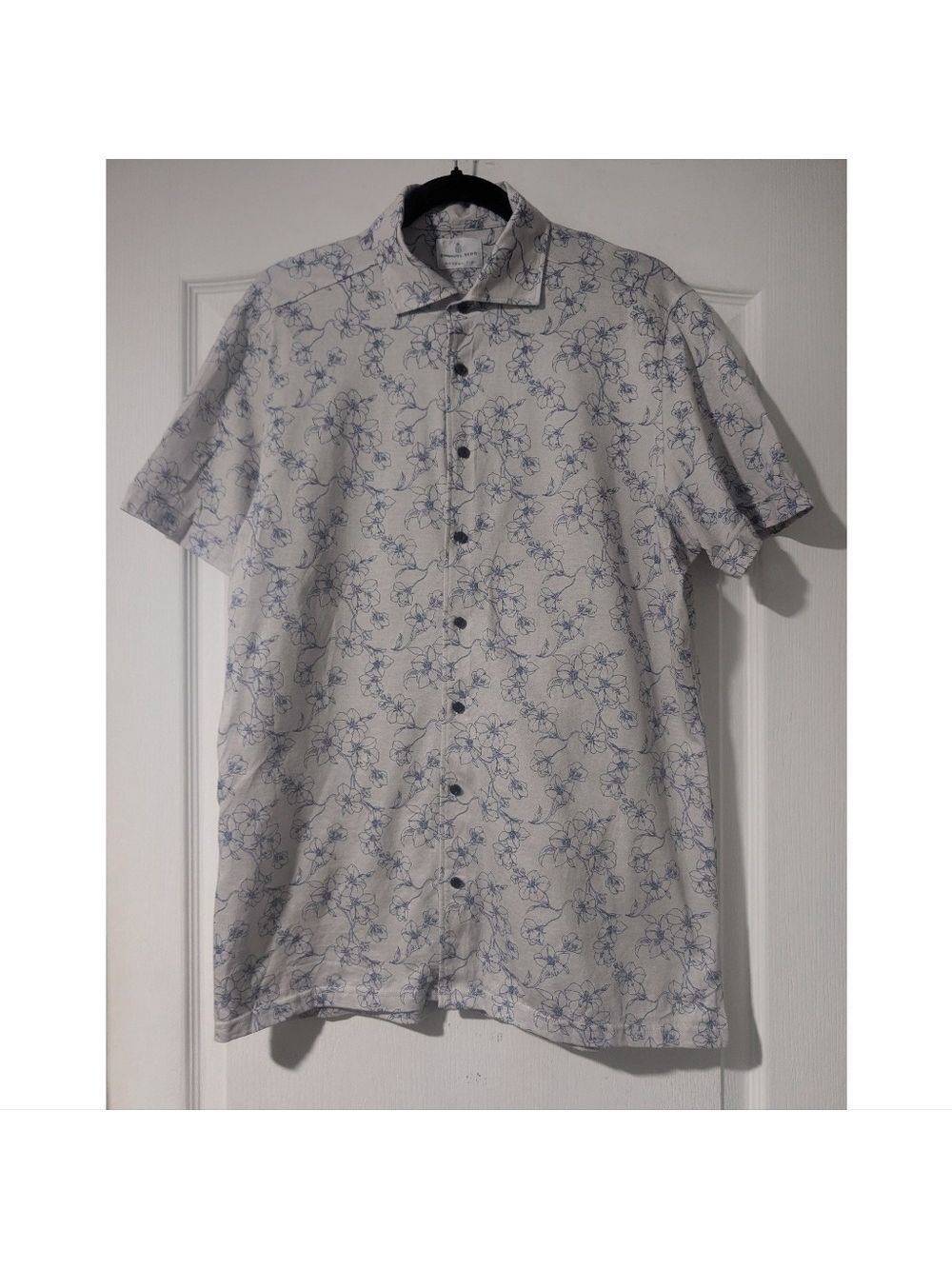 Emanuel Berg | Modern Fit Short Sleeve Shirt In Grey/Blue Floral